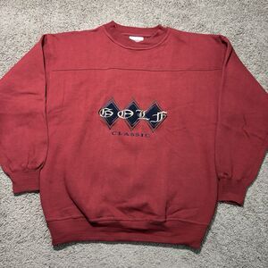 Vintage Crable Sports Golf Burgandy Sweatshirt Mens L Crewneck Pullover